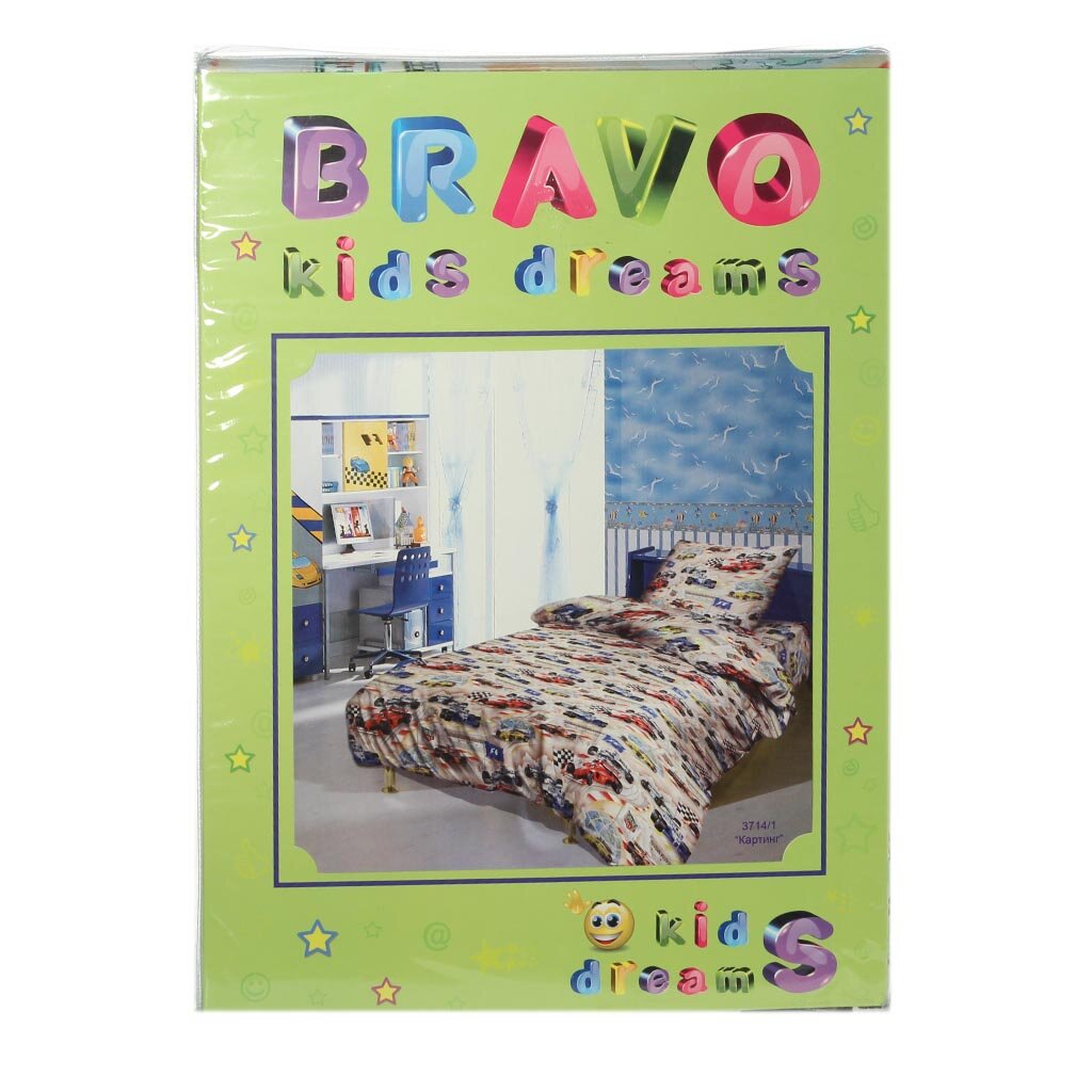 т КПБ Браво Кидс 1,5сп хлопок (1н 70х70, пр 150х215, п 145х215) Картинг