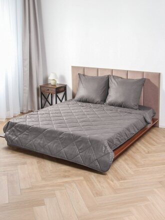 Постельное белье 2-спальное, простыня 180х216 см, 2 наволочки 70х70 см, пододеяльник 175х215 см, Майская ночь, полисатин, одеяло 175х215 см, Грей