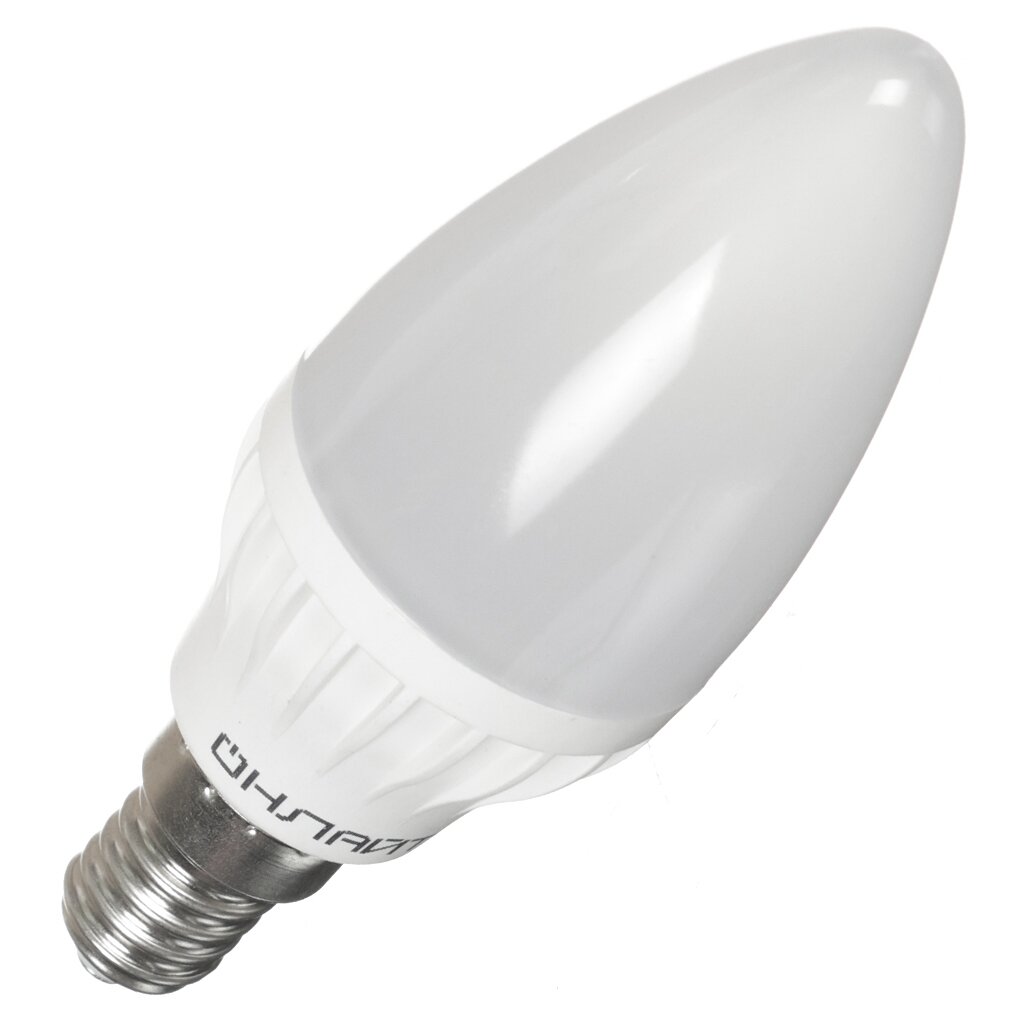 Лампа светодиодная E14, 6 Вт, 60 Вт, свеча, 2700 К, свет теплый белый, Онлайт светофор смешарики звук и свет маленький
