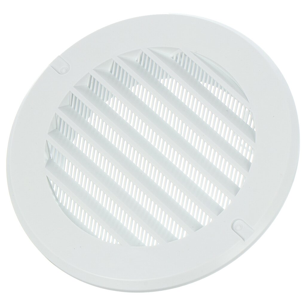 Решетка вентиляционная АВS- пластик, установочный диаметр 100 мм, с сеткой, круглая, с фланцем d100, белая, Event, РК100с