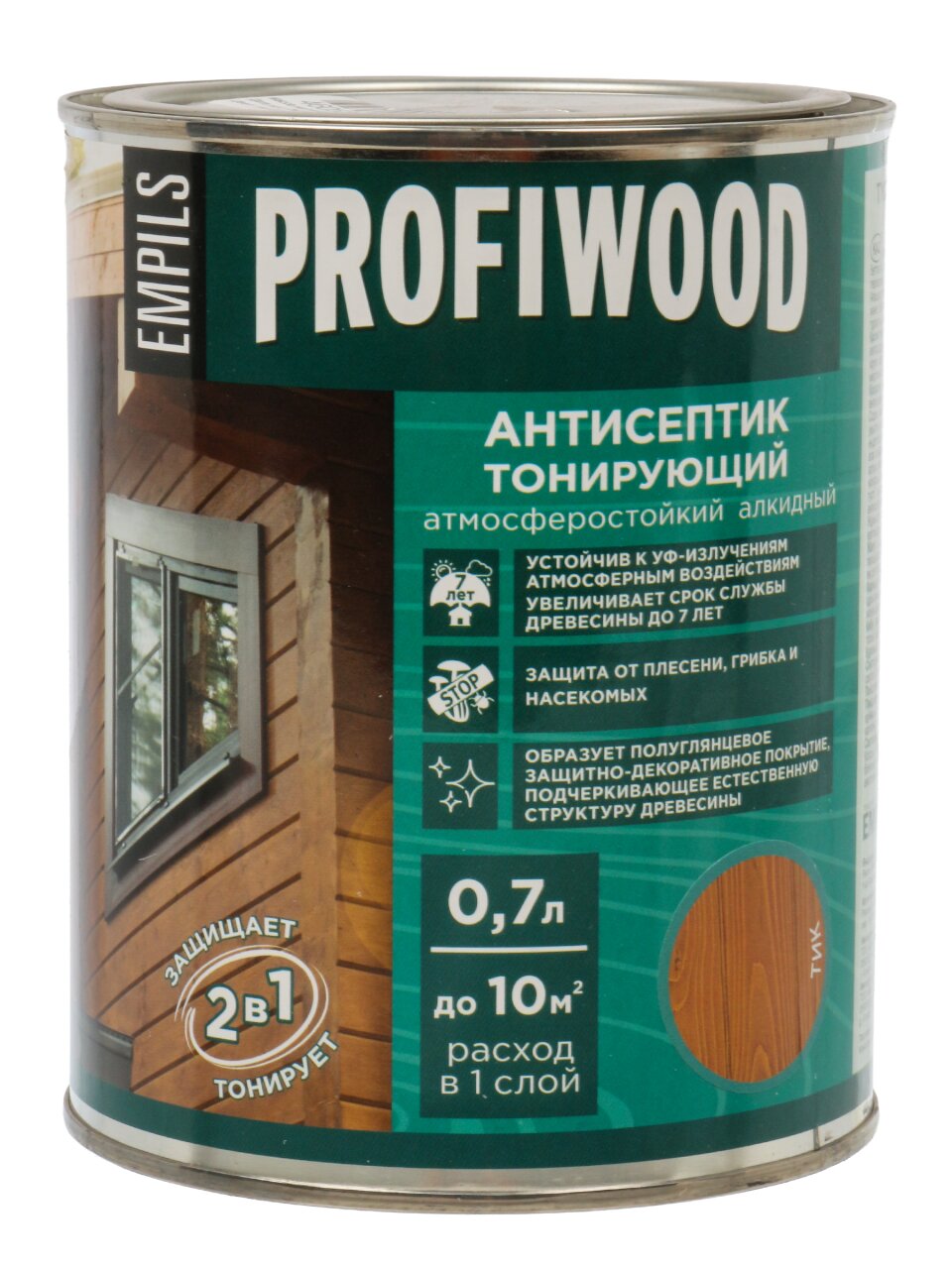 Антисептик Profiwood, для дерева, тонирующий, тик, 0.6 кг