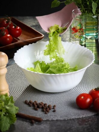 Салатник стеклокерамика, круглый, 23х9 см, 2 л, Белый, Daniks, белый