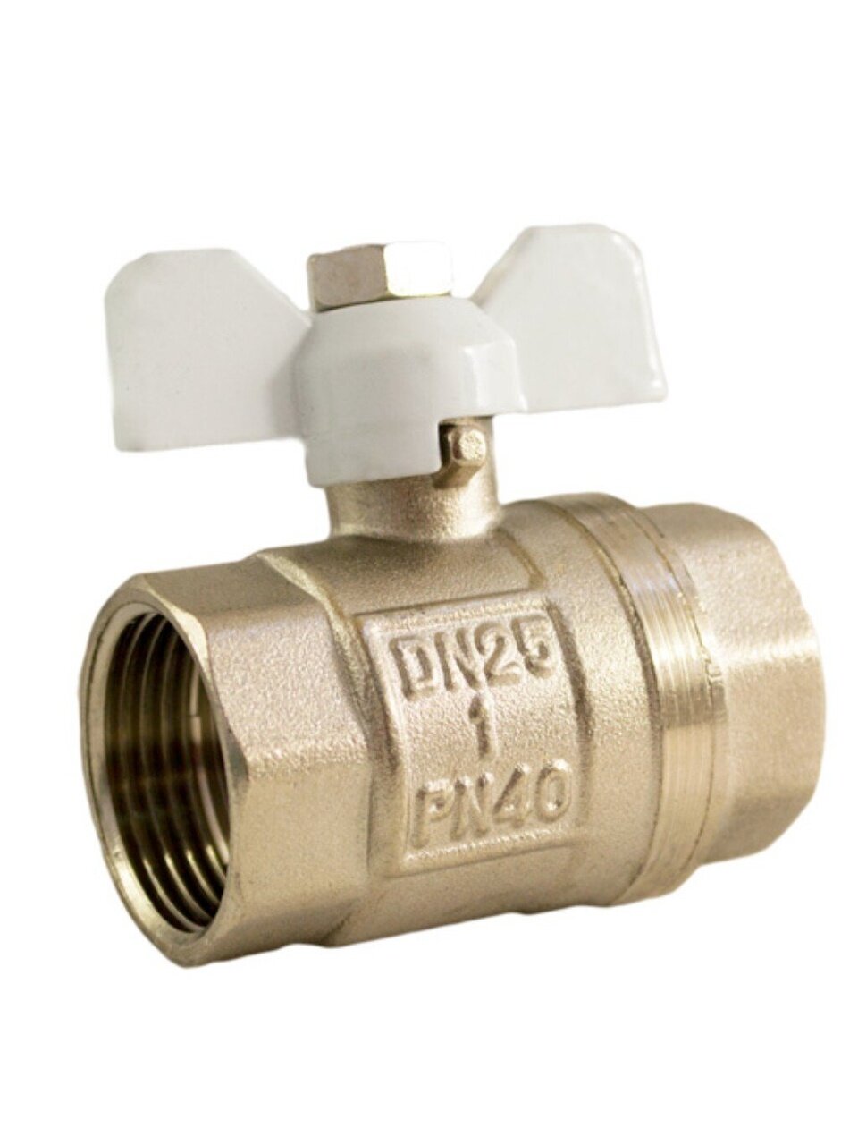 Кран для воды, 1&amp;quot;, г-г, ручка-бабочка, никель, STI