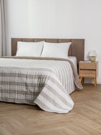 Покрывало евро, 220х240 см, 100% полиэстер, Silvano, Аура, бело-бежевое