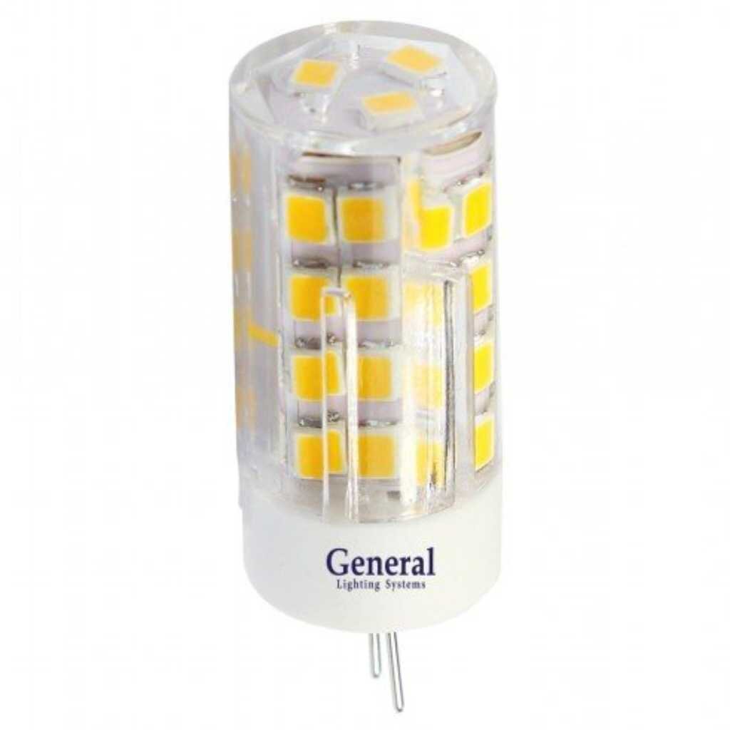 Лампа светодиодная G4, 5 Вт, 220 В, капсула, 4500 К, свет нейтральный белый, General Lighting Systems, GLDEN-P лампа светодиодная g4 3 вт 220 в капсула 2800 к ecola corn micro 40х15мм led