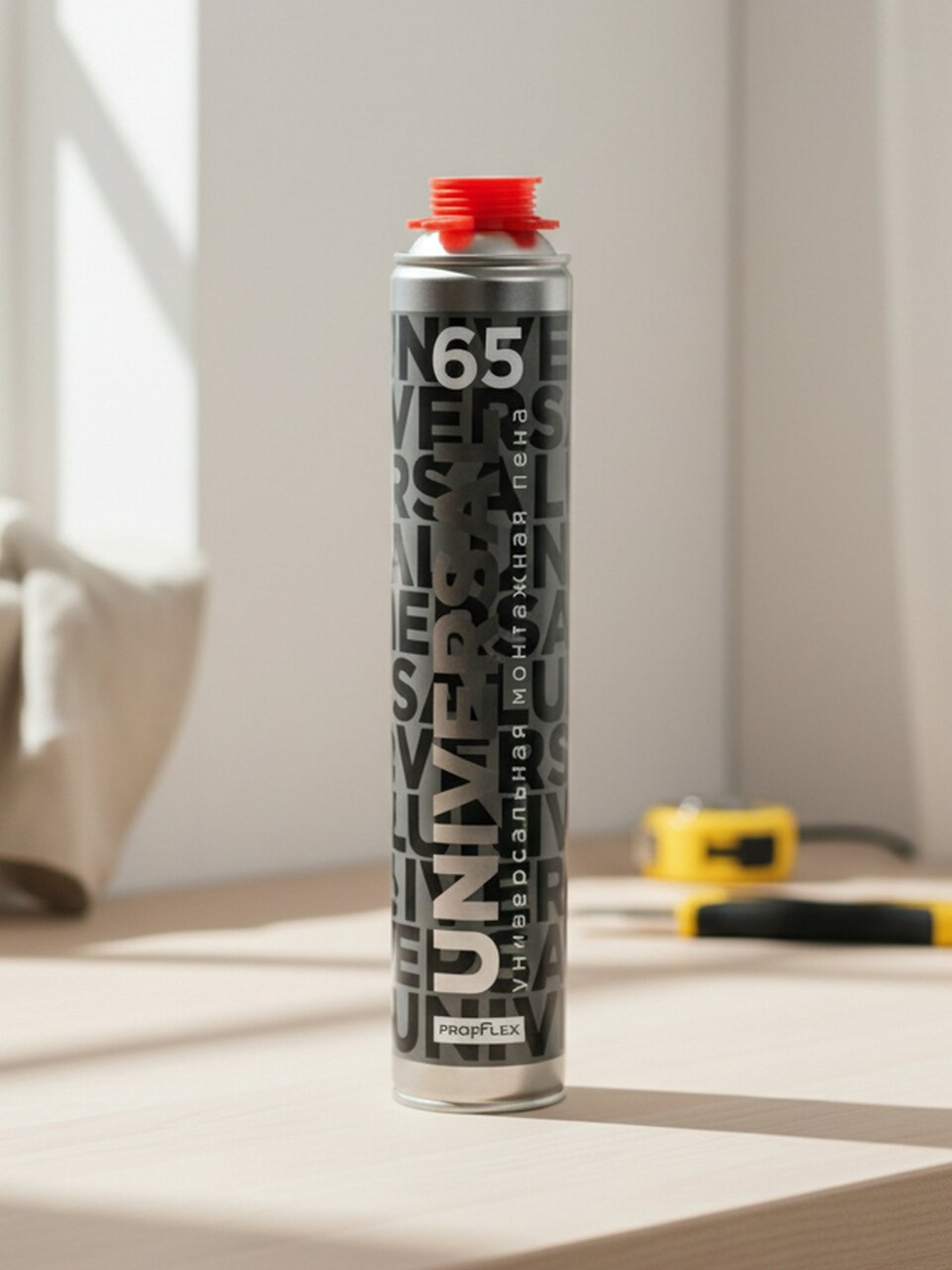 Пена монтажная Profflex, Universal, профессиональная, 65 л, 850 мл, всесезонная, 01635