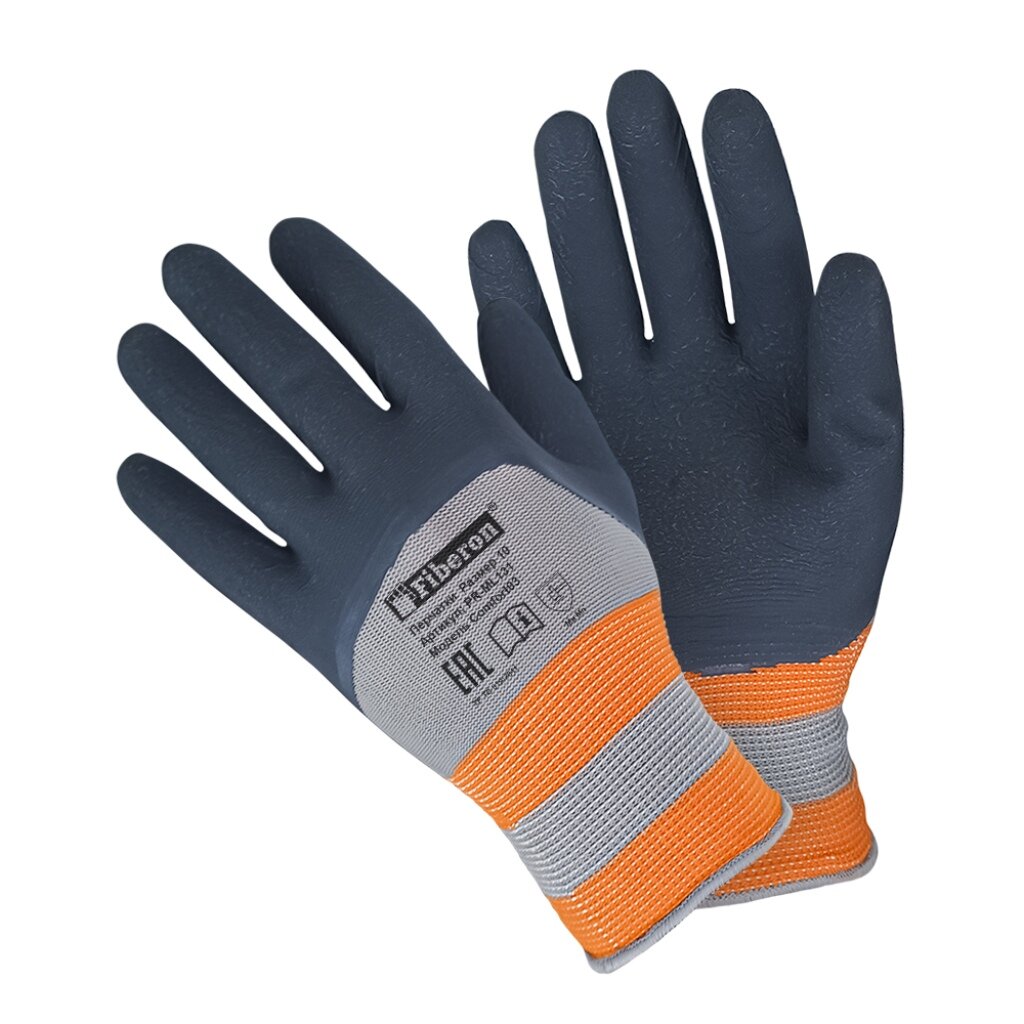 Перчатки полиэстер, вспененный латексный облив, 10 (XL), надежный захват, Fiberon перчатки полиэстер нитриловый облив 9 l fiberon