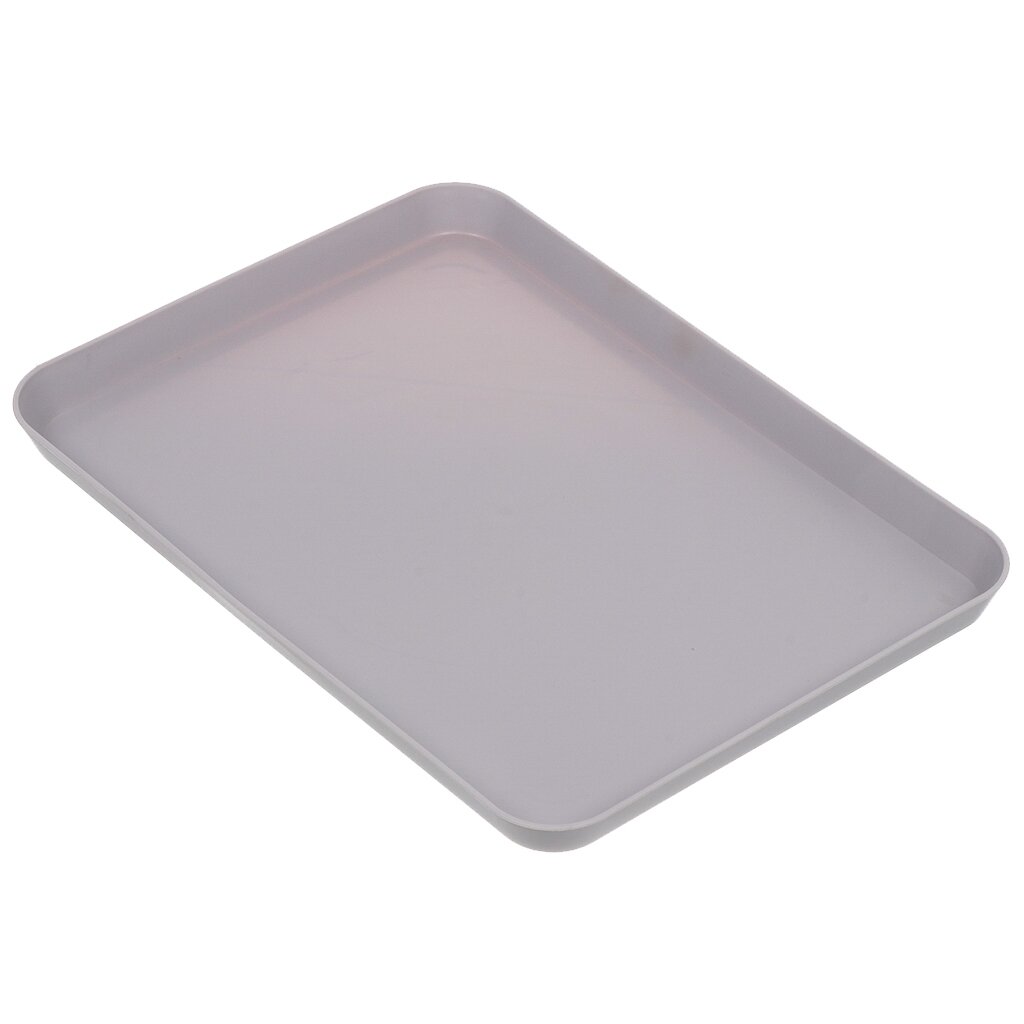 Поднос пластик, 29.3х21 см, прямоугольный, серый, Y4-8074 поднос для ванных принадлежностей серый полистоун 18х16 7х2 6 прямоугольный re1416aa tr