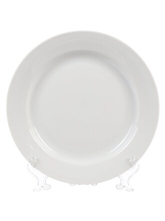 Тарелка обеденная, фарфор, 24 см, круглая, Гладкий край Белая, Дулевский фарфор, 032222