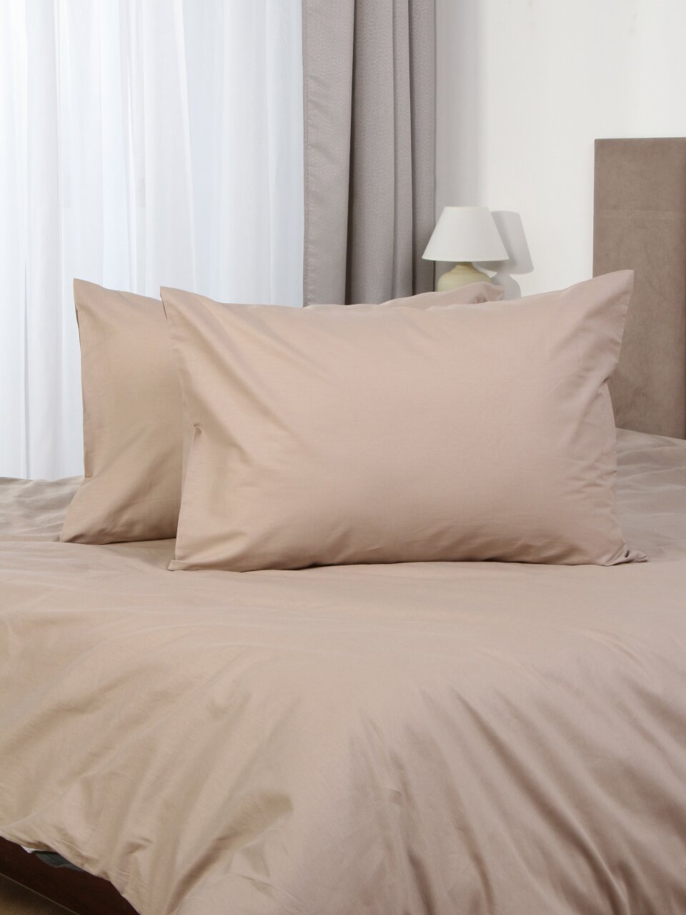 Наволочка 2 шт, Silvano, поплин, 100% хлопок, 50 х 70 см, бежевая, 110 г/м2, Узбекистан