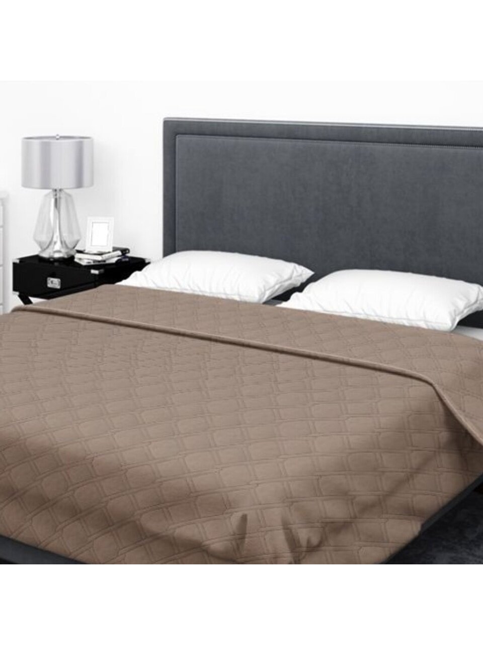 Покрывало евро, 200х210 см, 100% полиэстер, микрофибра, синтепон 80 г/м3, двухстороннее, Бояртекс, мокко