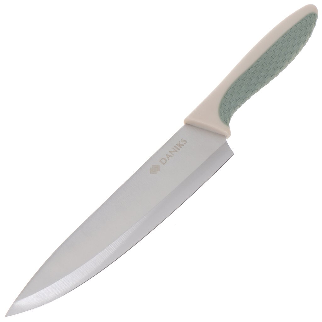 Нож кухонный Daniks, Verde, шеф-нож, нержавеющая сталь, 20 см, рукоятка пластик, JA20206748-BL-1 нож кухонный daniks verde для овощей нержавеющая сталь 9 см рукоятка пластик ja2021121 5