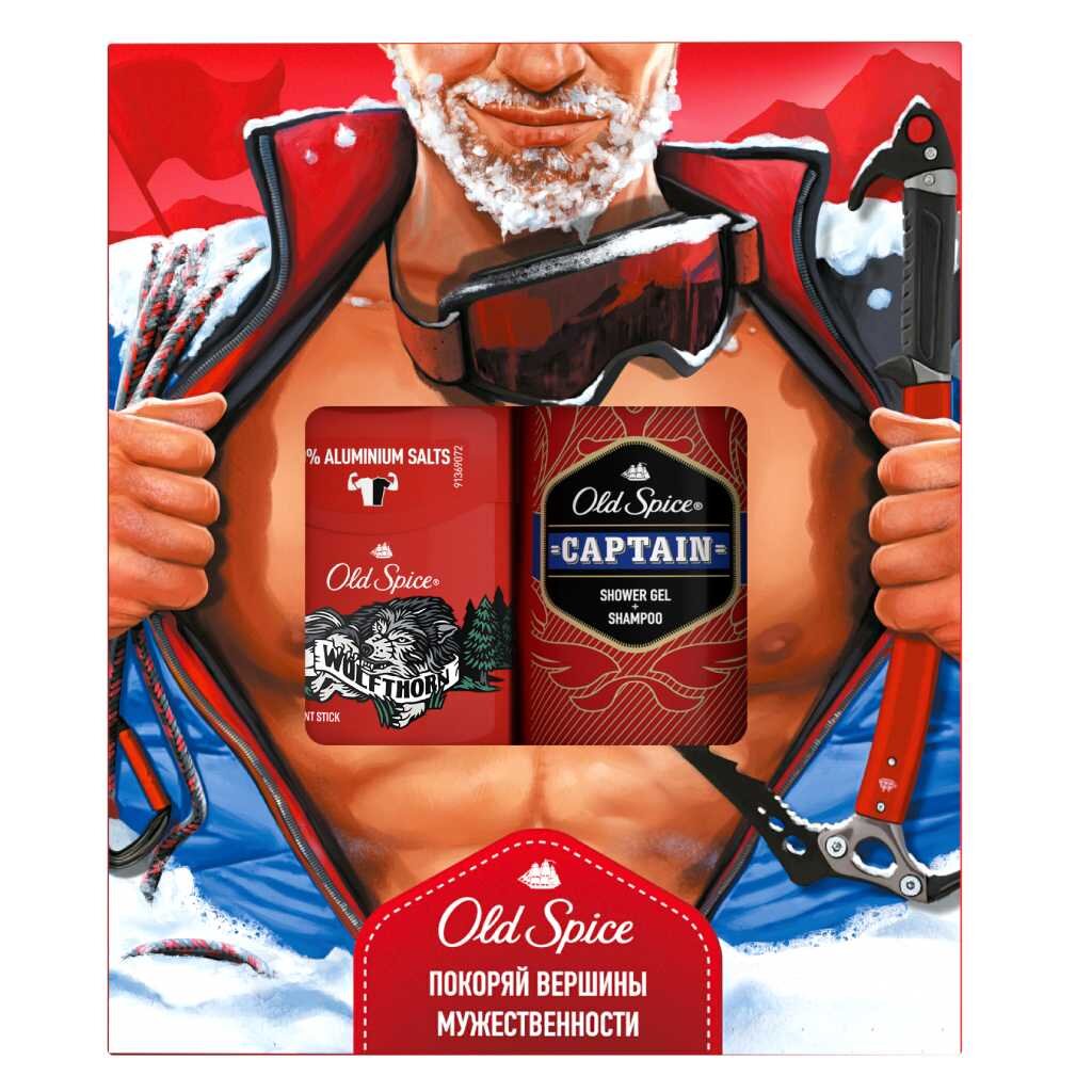 Набор подарочный для мужчин, Old Spice, Wolfthorn, твердый дезодорант +  гель для душа