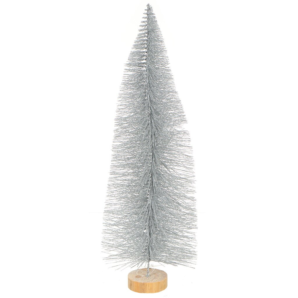 Елка новогодняя настольная, 41 см, ель, серебро, хвоя леска, SYMNS-152138 подставка для елки