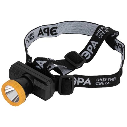 Фонарь налобный, встроенный аккумулятор, Эра, GА-802, зарядка от USB, пластик, желто-черный, 2 режима, Б0055349