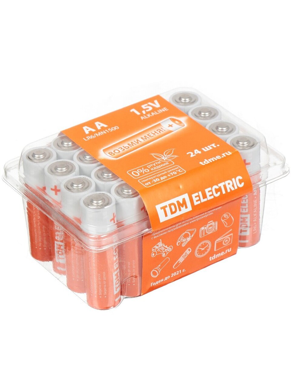 Батарейка TDM Electric, АА (LR6, 15A), Alkaline, щелочная, 1.5 В, коробка, 24 шт, SQ1702-0035