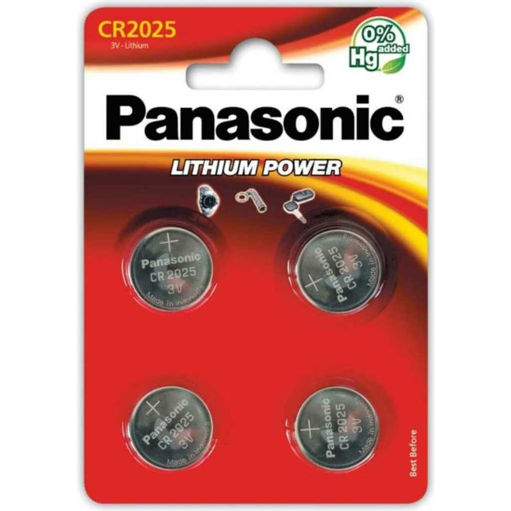 Батарейка Panasonic, CR2025, Power Cells, литиевая, блистер, 4 шт, B4, УТ-00000755