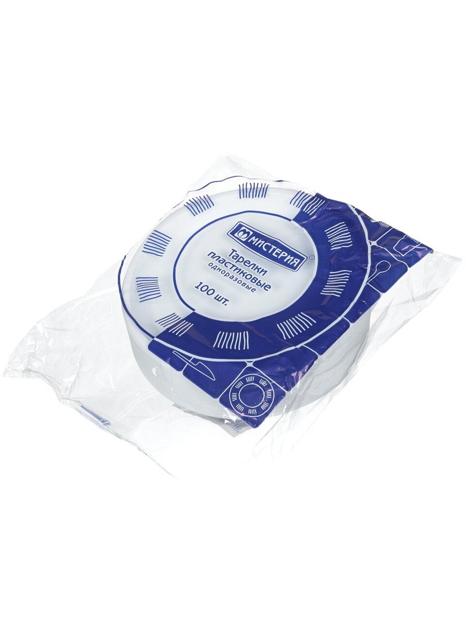 Тарелка одноразовая 100 шт, диаметр 205 мм, столовая, Мистерия, 120100