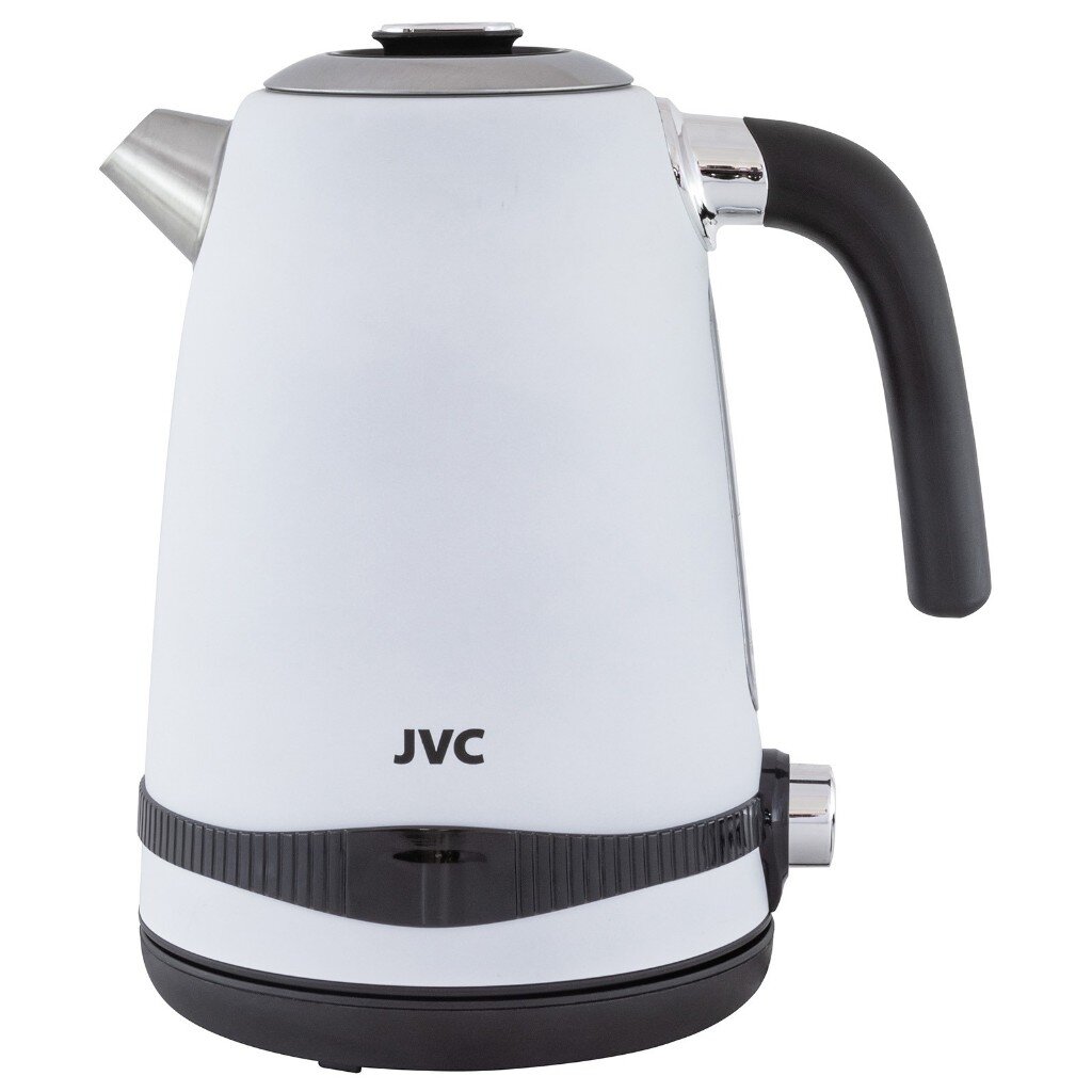 Чайник электрический JVC, JK-KE1730 white, 1.7 л, 2200 Вт, скрытый нагревательный элемент, нержавеющая сталь чайник заварочный нержавеющая сталь 1 л с ситечком taller саймон tr 11345