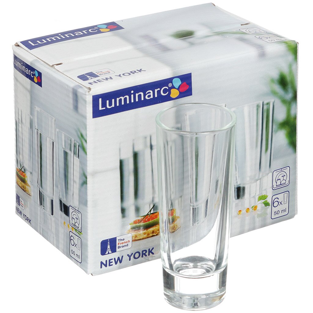 Стопка стекло, 50 мл, 6 шт, Luminarc, New York, H5018 блюдо для подачи luminarc френдс тайм мезе p6283 29см