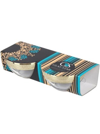 Салатник стекло, круглый, 2 шт, 15.8х7.8 см, подарочная упаковка, Бисер, Glasstar, KLN04_1449_1