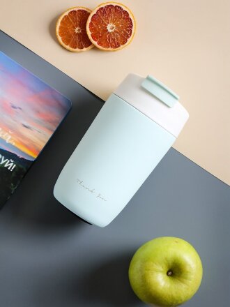 Термокружка нержавеющая сталь, 0.48 л, голубая, Y4-9305