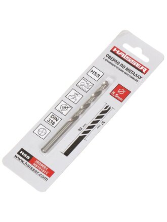 Сверло по металлу, Haisser, диаметр 5.5 мм, в индивидуальной упаковке, HS101511