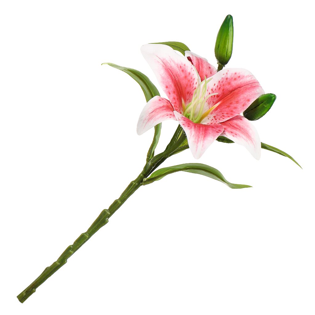 Цветок искусственный декоративный Лилия, 35 см, бело-розовый, Y4-7947 салфетки лилия розовый туман 20 шт 3 слоя 33х33 см
