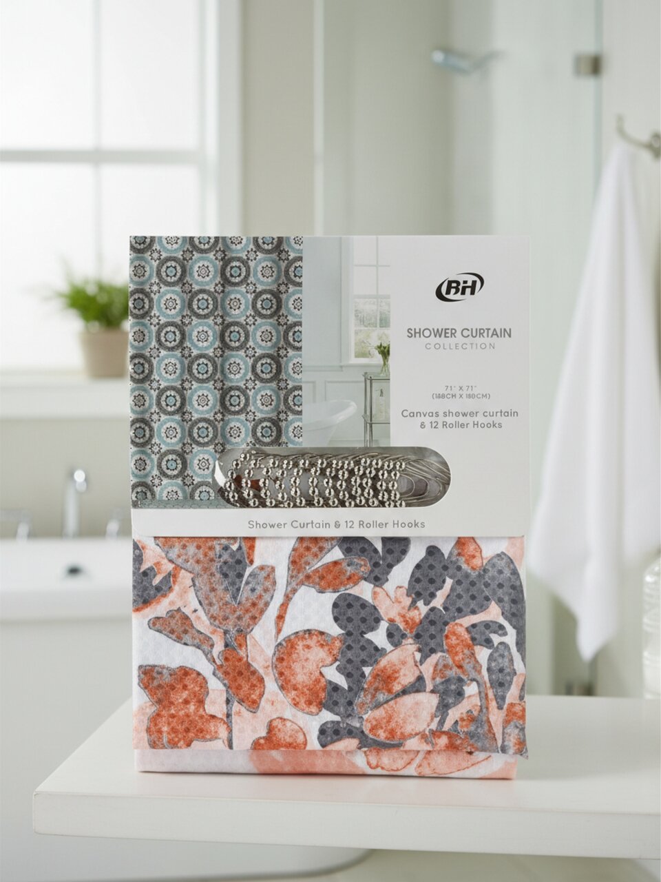 Штора для ванн 180х180 см, ПЭ, Коричневые цветы, Y4-11132