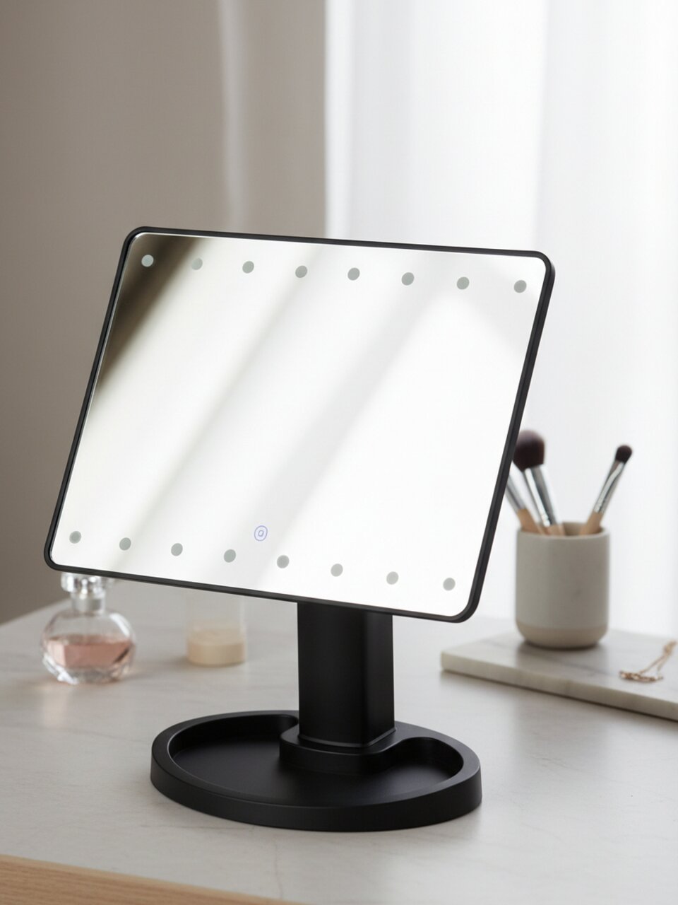 Зеркало настольное, 22.5x17 см, прямоугольное, с подсветкой, Y4-11338