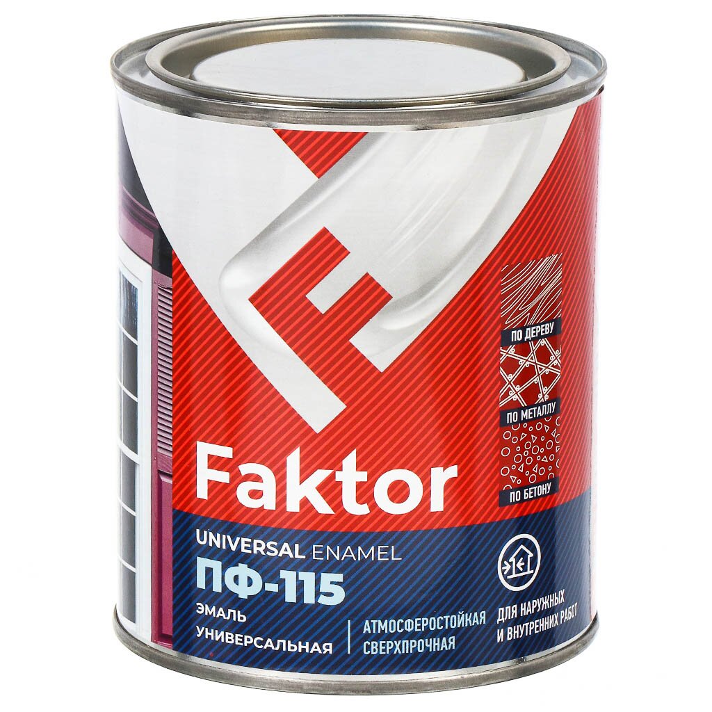Эмаль Ярославские Краски, Faktor ПФ-115, алкидная, полуматовая, красная, 0.8 кг эмаль ярославские краски faktor пф 115 алкидная полуматовая белая 1 9 кг