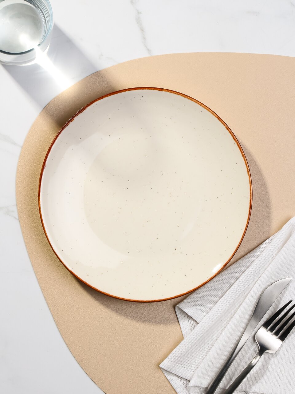 Тарелка десертная, фарфор, 21 см, Теплый песок, Daniks, 15ТП21006