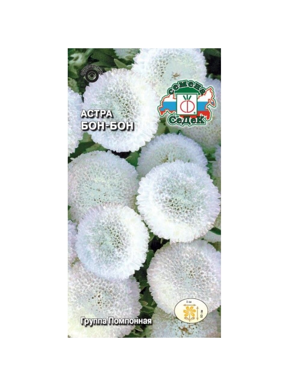 Семена Цветы, Астра, Бон-бон, 0.2 г, цветная упаковка, Седек