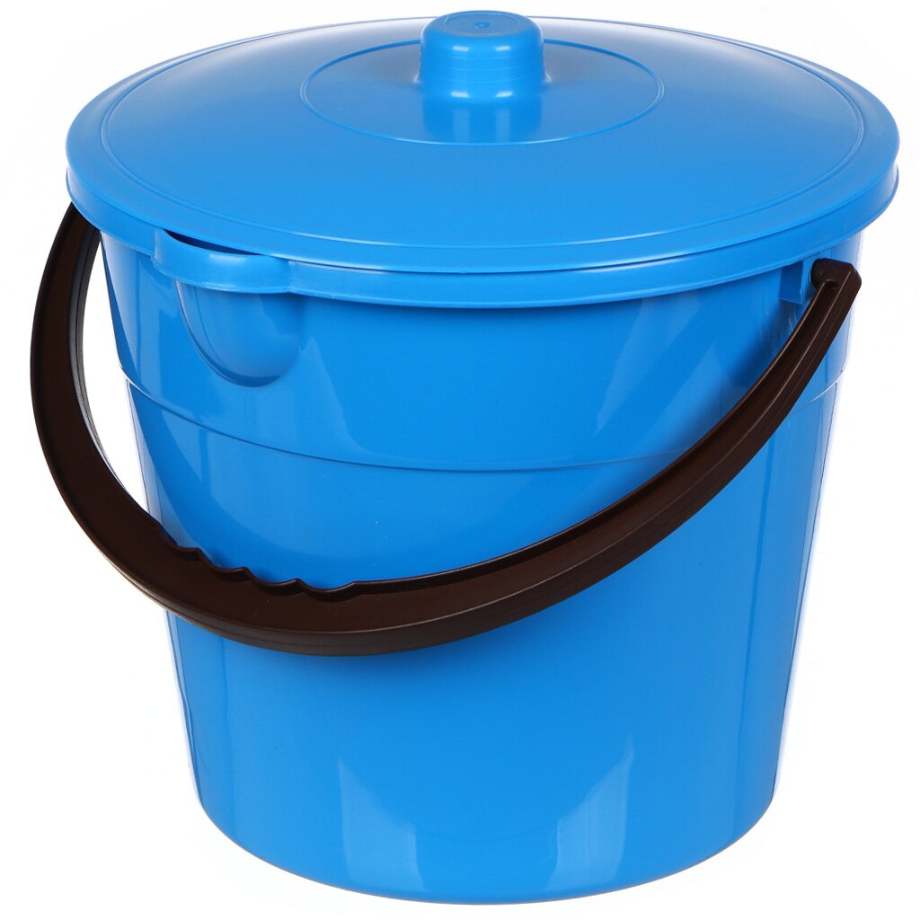 Ведро пластик, 10 л, с крышкой, синее, хозяйственное, IS40018/2 ведро пластик 10 л хозяйственное радиан евро