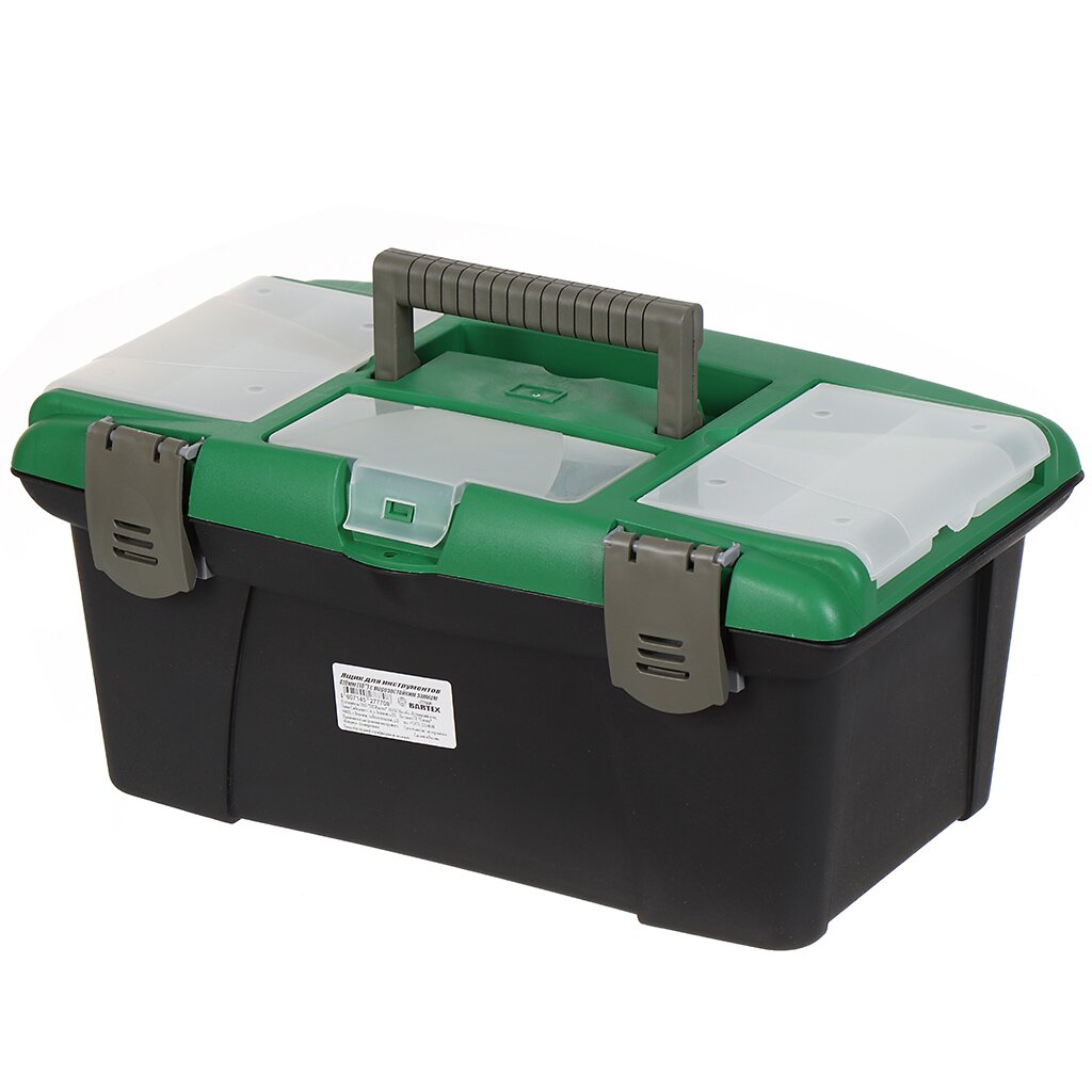 Ящик для инструментов, 16 '', 41х26х18 см, пластик, Bartex, морозостойкий замок, в ассортименте, 27802201
