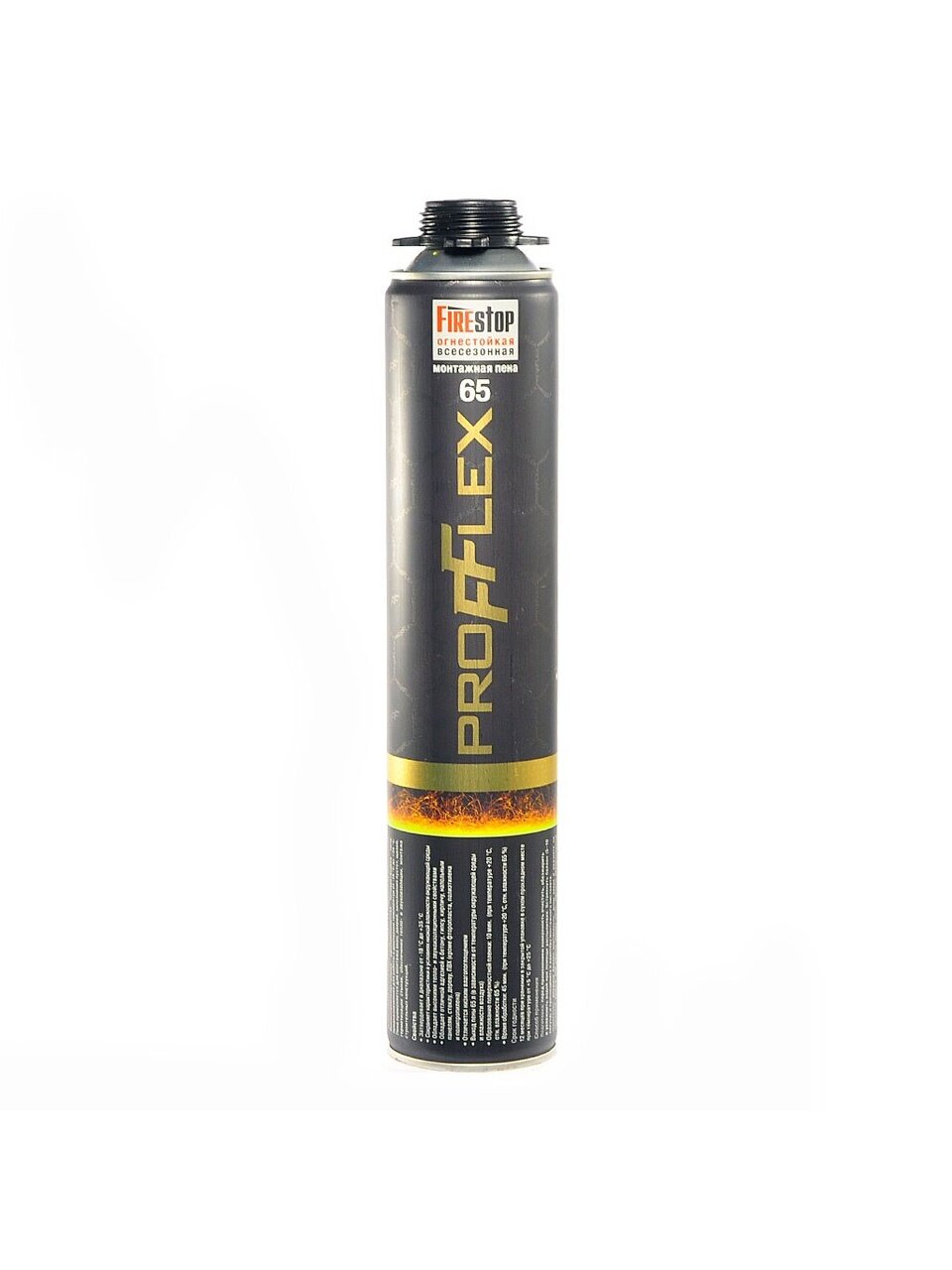 Пена монтажная Profflex, FireStop, профессиональная, 65 л, 850 мл, огнестойкая, всесезонная, 70190