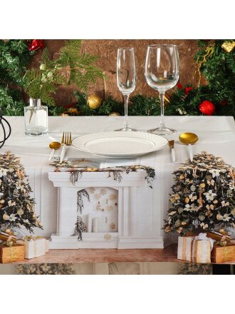 Скатерть 145х180 см, 100% хлопок, Праздничный стол Новогодняя ёлка, AI-1504044