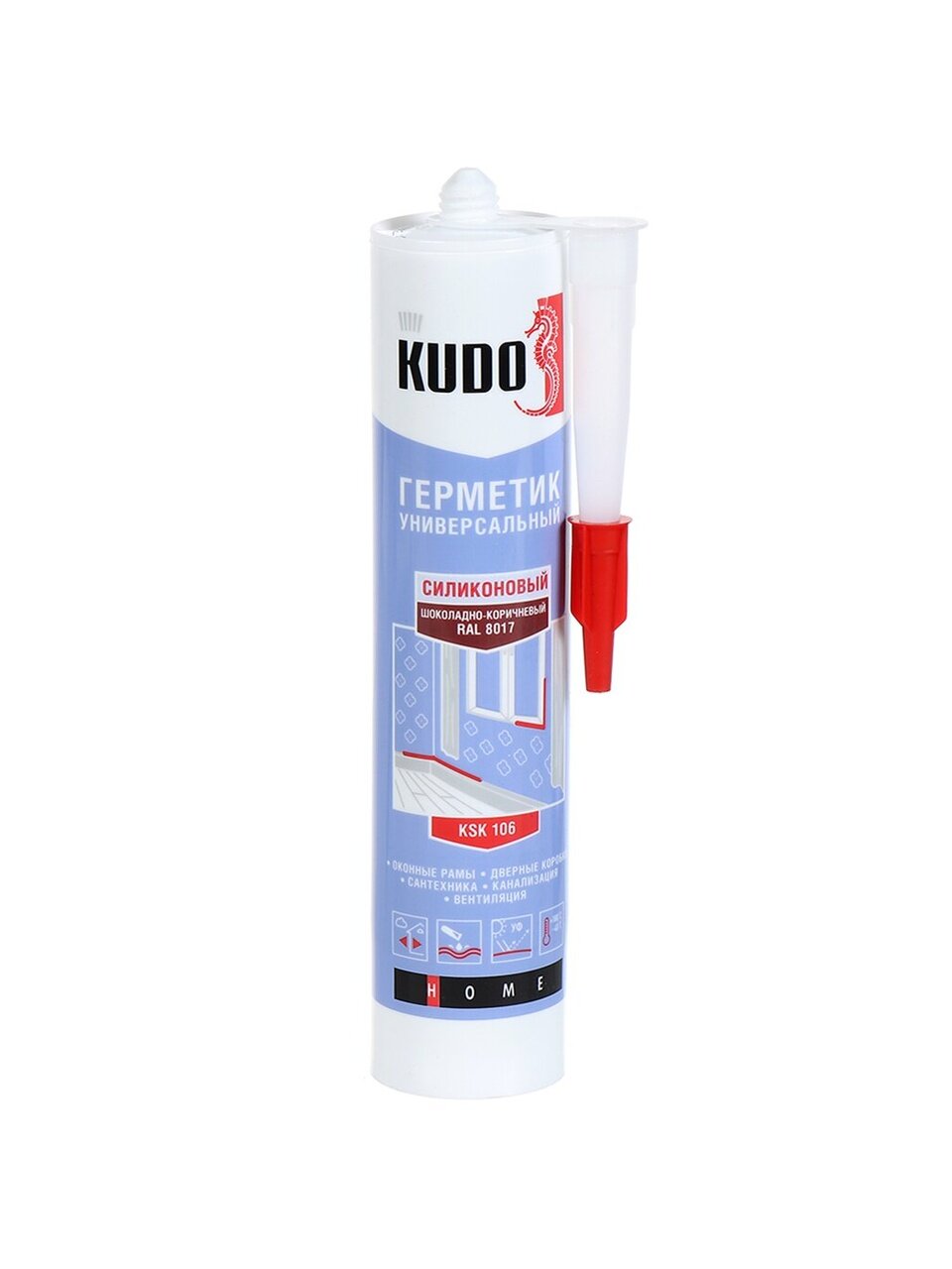 Герметик силиконовый, универсальный, KUDO, KSK-106, 280 мл, шоколадно-коричневый, нейтральный