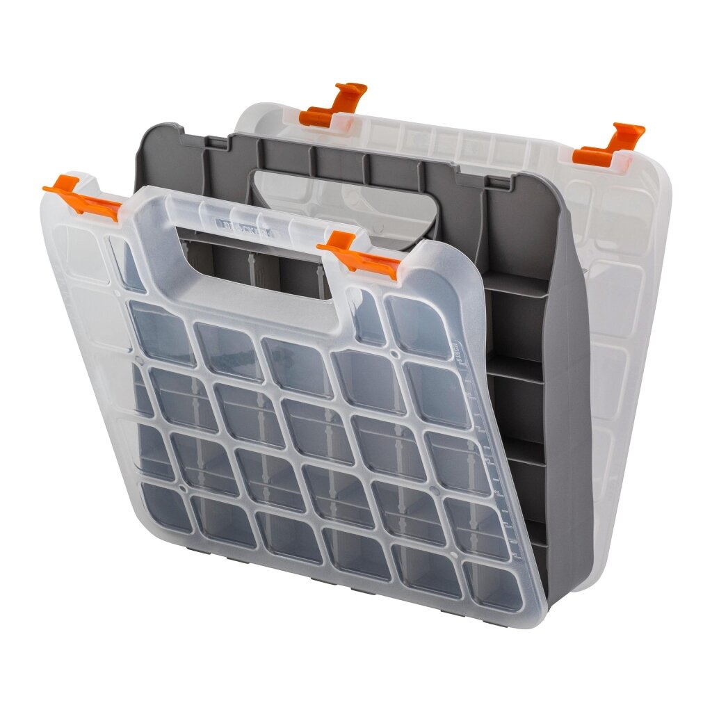 Ящик-органайзер для инструмента, 6.4х29.5х32 см, пластик, Blocker, Expert, пластиковый замок, двухсторонний, серо-свинцово-оранжевый, BR383410026 пластиковый органайзер зубр