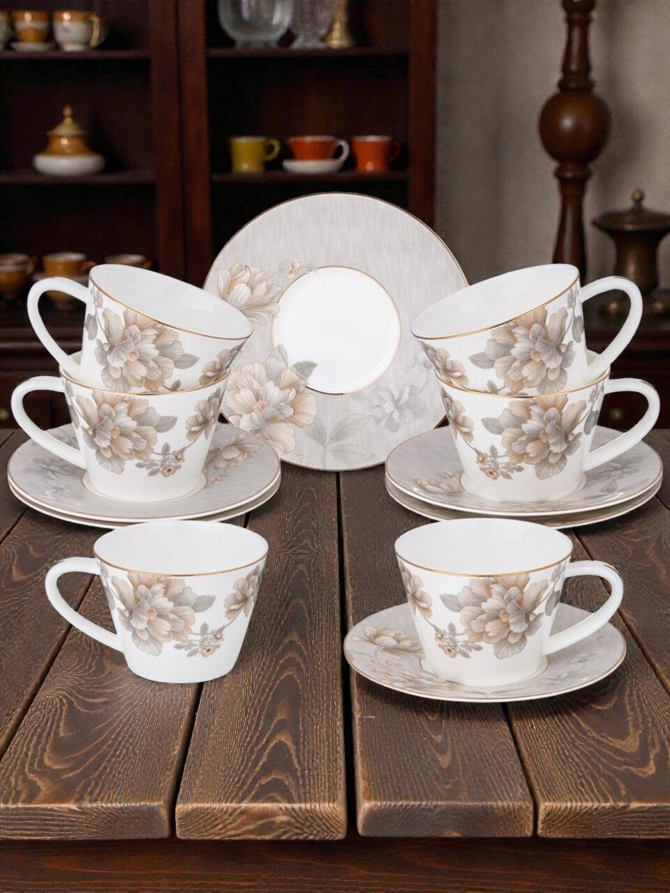 Чайный сервиз фарфор, 12 предметов, на 6 персон, 220 мл, Lefard, Очарование, 264-1165, подарочная упаковка