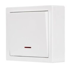 Выключатель откр устан, 1-кл, б/з, пластик, подсв, бел, Lezard, LETO, 752-0200-111