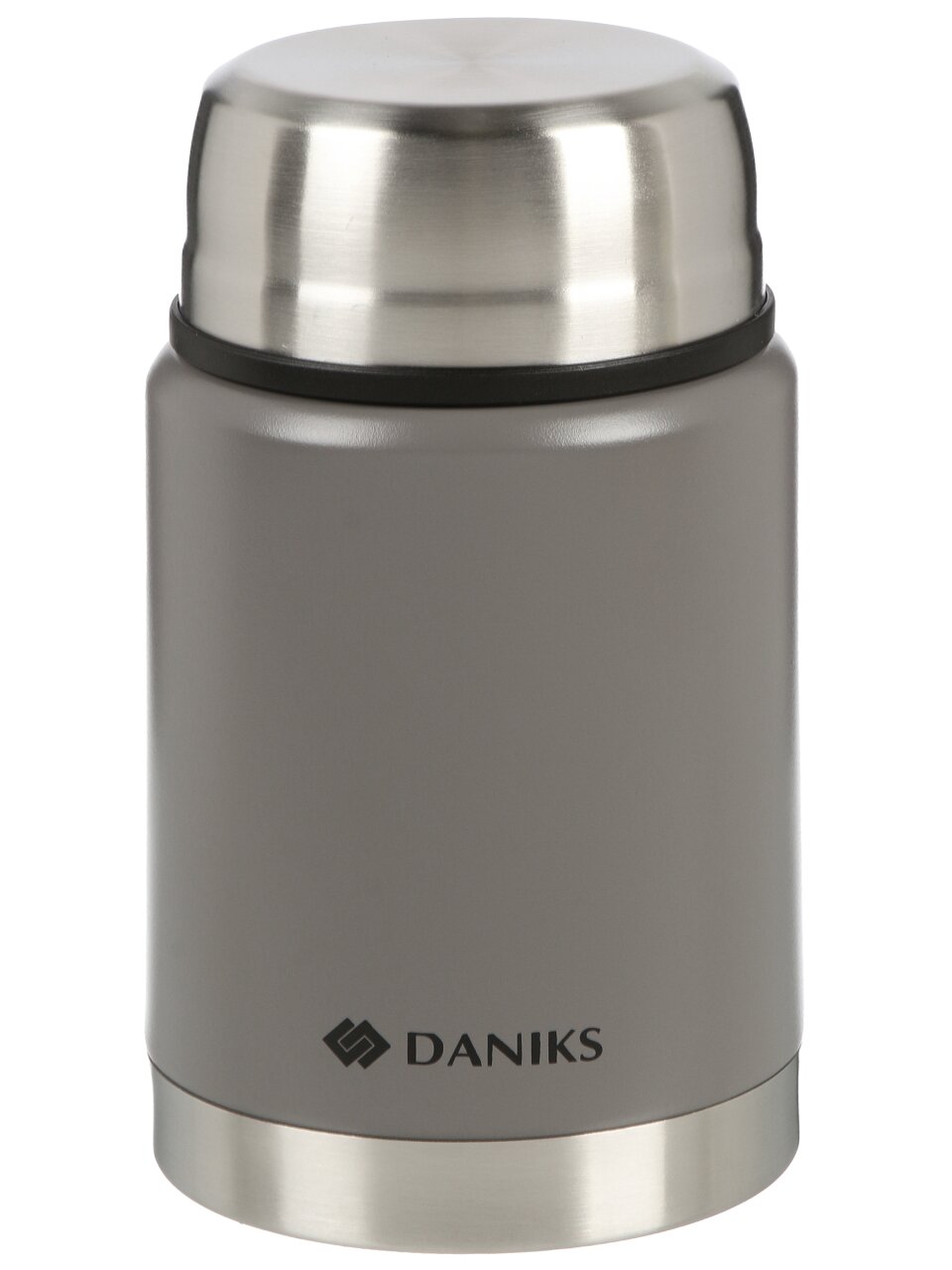 Термос для еды, нержавеющая сталь, 0.5 л, широкая горловина, Daniks, Эгида, колба нержавеющая сталь, с ложкой, с чехлом, серый, DTS-500