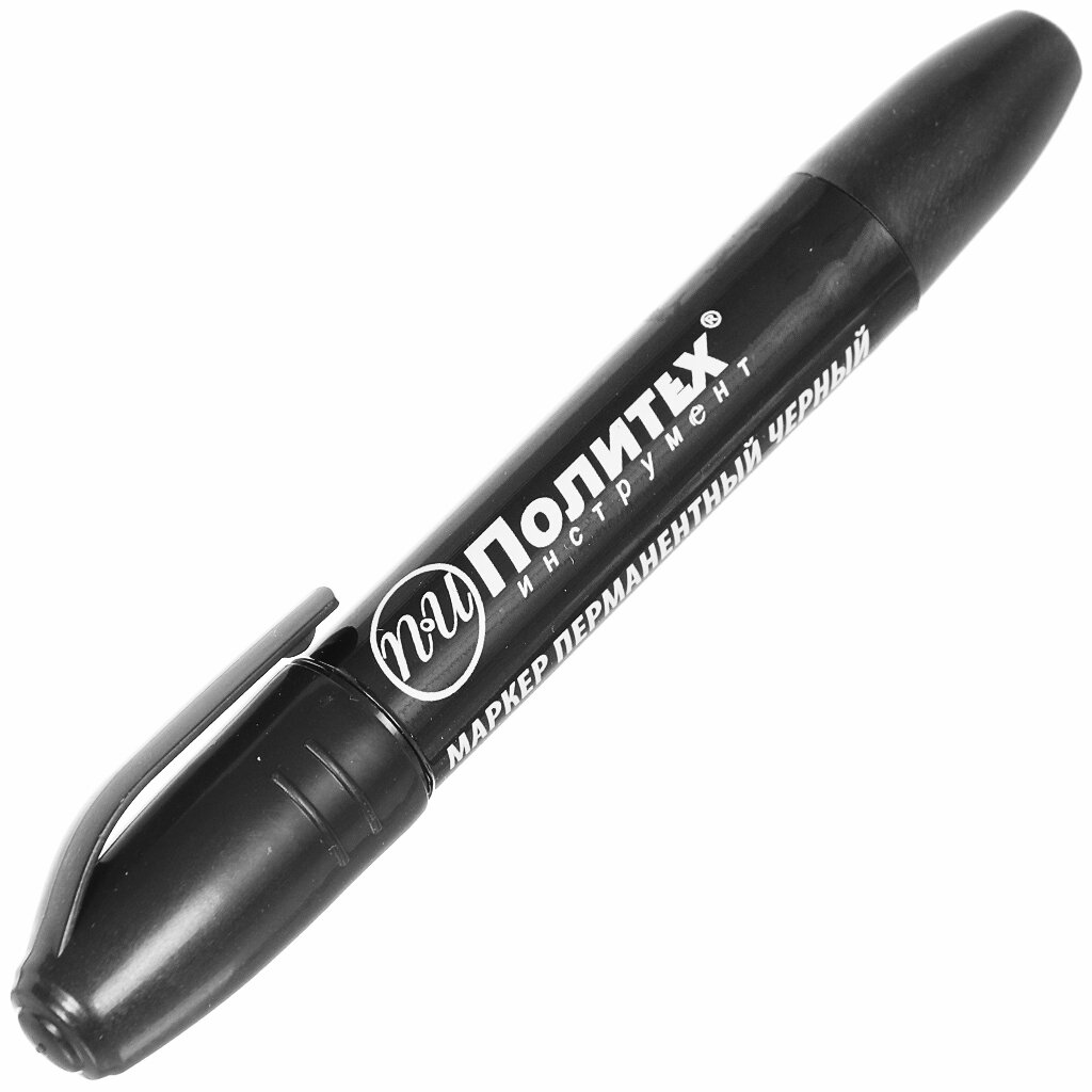 Маркер перманентный черный, Политех, 1600010 маркер перманентный пулевидный наконечник 3 0 мм белый блистер