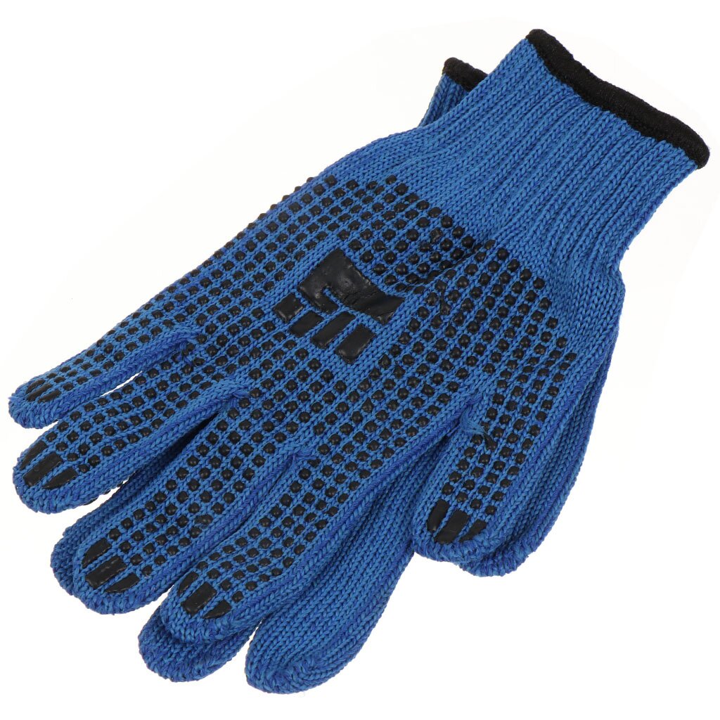 Перчатки х/б, ПВХ покрытие, XL, 7.5 класс вязки, 6 нитей, синяя основа, двухслойные, Люкс, Фабрика перчаток нейлоновые перчатки фабрика перчаток