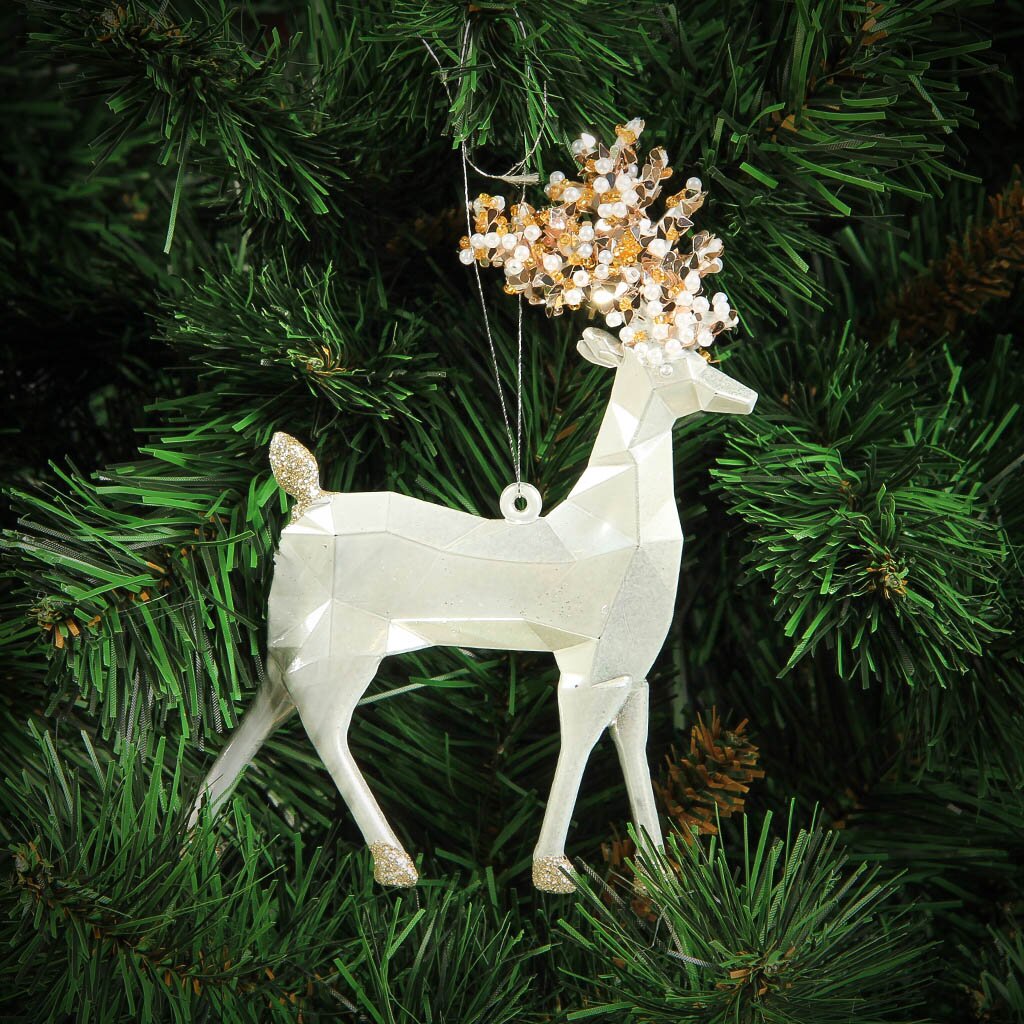 Елочное украшение Олень, 3 шт, серебро, 14.5 см, SYQD-0122014 новогодний декор с подсветкой снежный олень