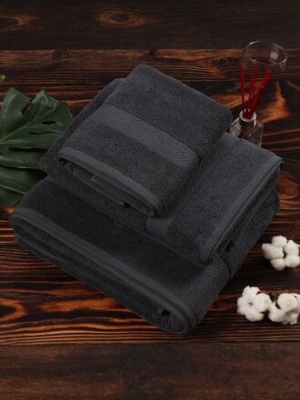 Полотенце банное 100х180 см, 100% хлопок, 500 г/м2, Spa, Barkas, темно-серое, Узбекистан, AI-3105024