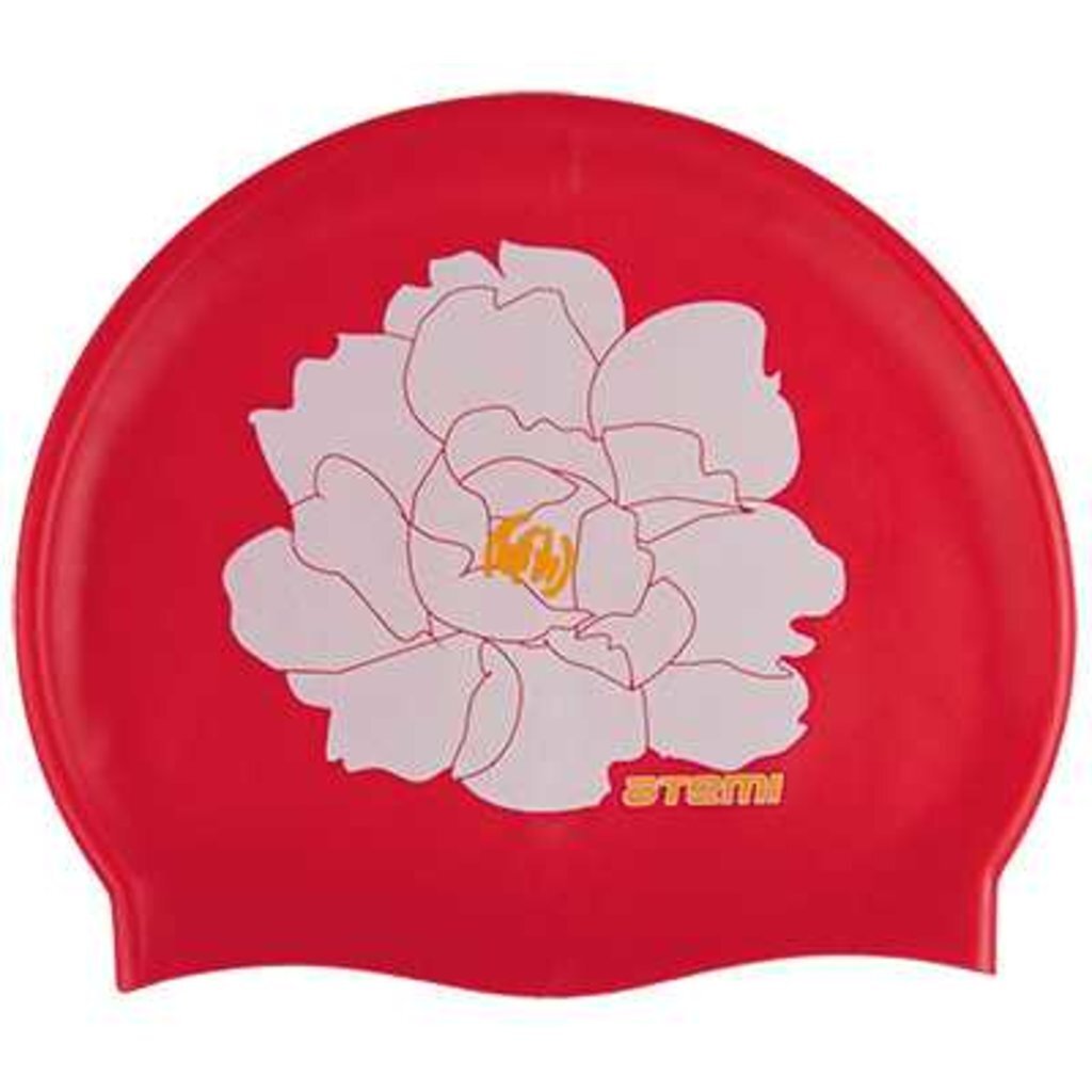 Шапочка для плавания Atemi, силикон, красная (цветок), PSC409, 00000033883