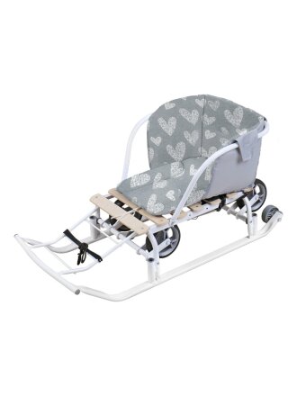 Сиденье для санок, бязь, мягкое, 490х270х240 мм, с сердечками, серое, Nika, СС2/С