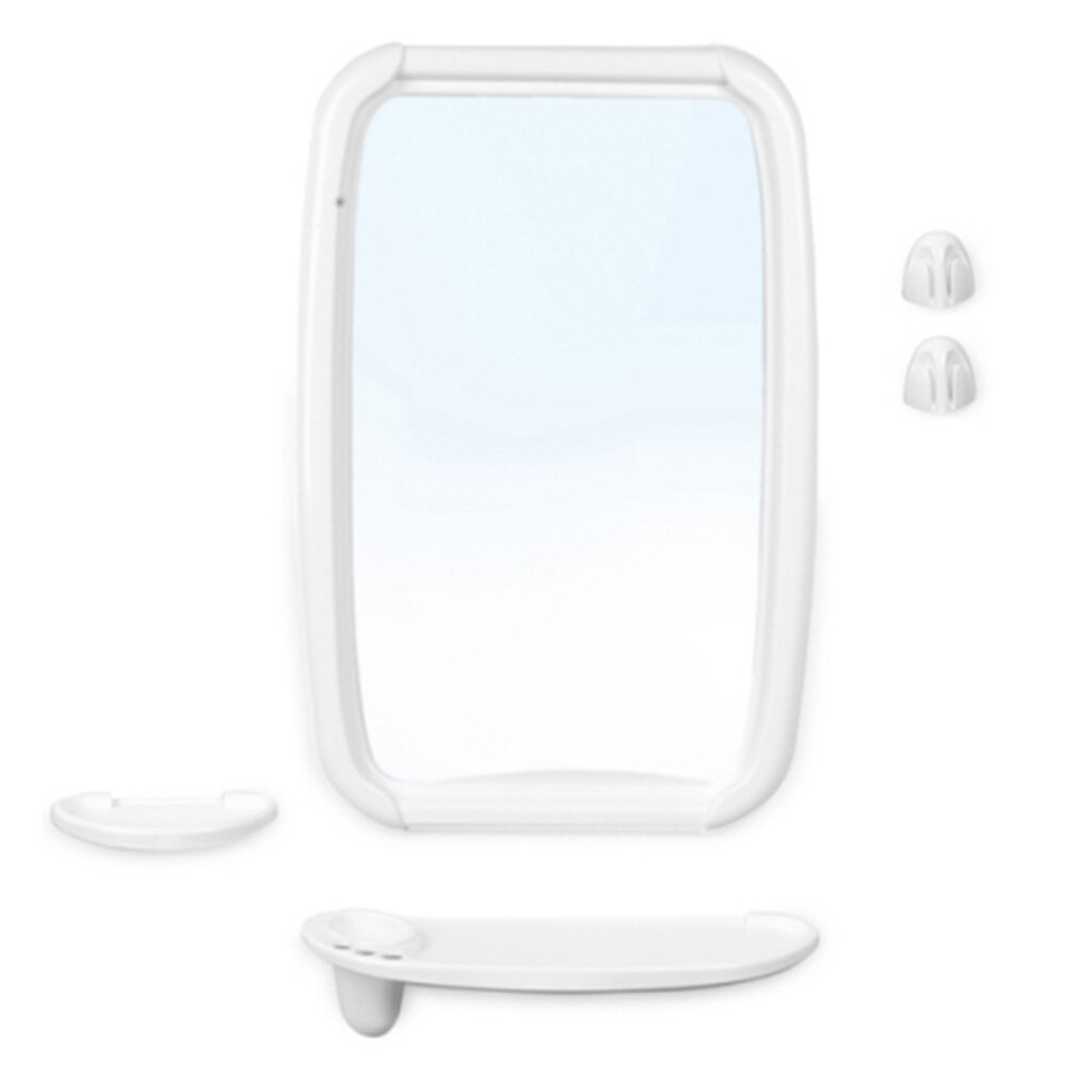 Зеркало 34х51 см, прямоугольное, снежно-белое, с полочкой, Berossi, Оптима, НВ 06101000 доляна набор аксессуаров для ванной комнаты дерево