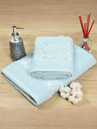 Полотенце банное 70х140 см, 100% хлопок, 420 г/м2, жаккард, Мыльные пузыри, Silvano, небесно-голубое, Турция, D53-8